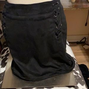 Black mini suede-like skirt